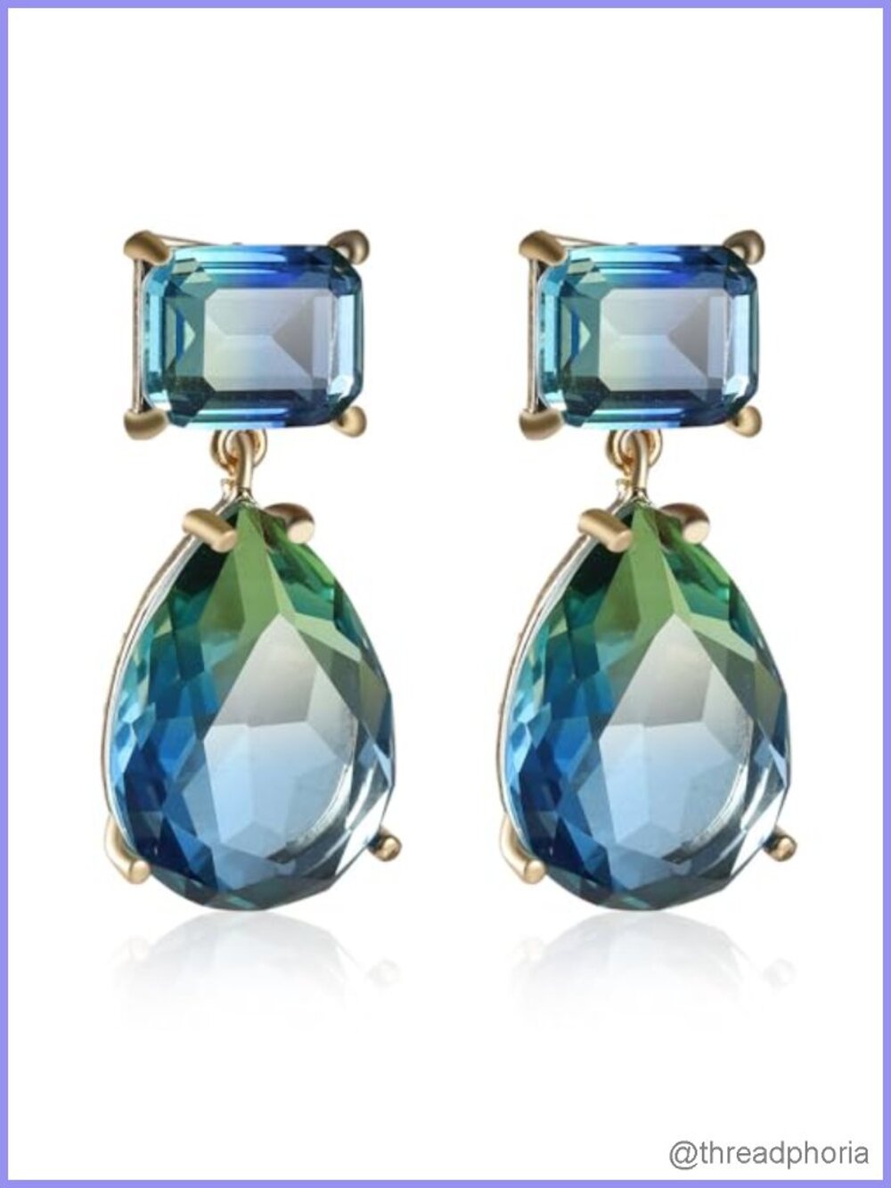 Blue Waterdrop Dangle Stud Earrings for Women Crystal CZ Teardrop Drop Earrings